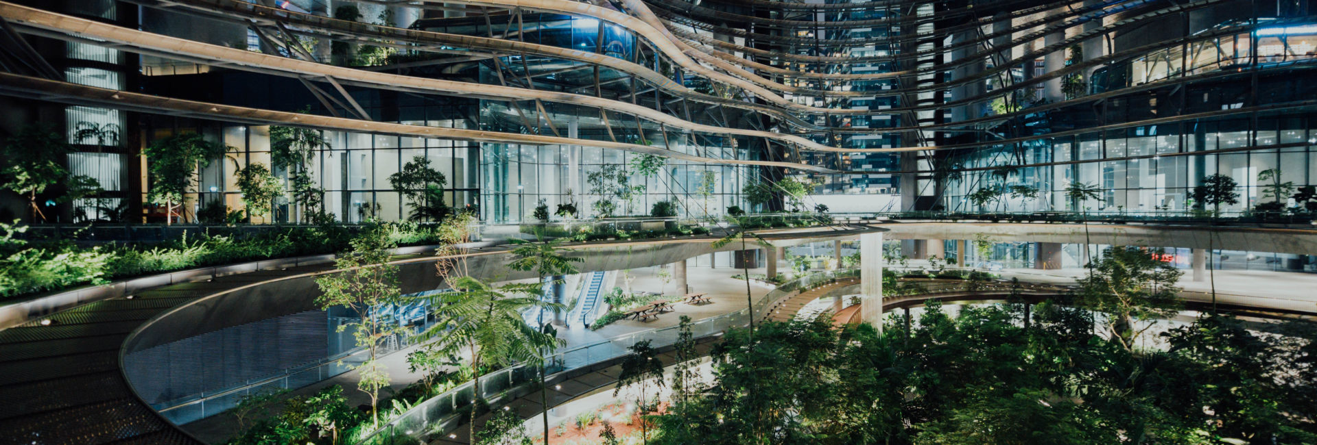 Imagem de um prédio grande de vidros e com plantas para simbolizar o que é uma arquitetura verde